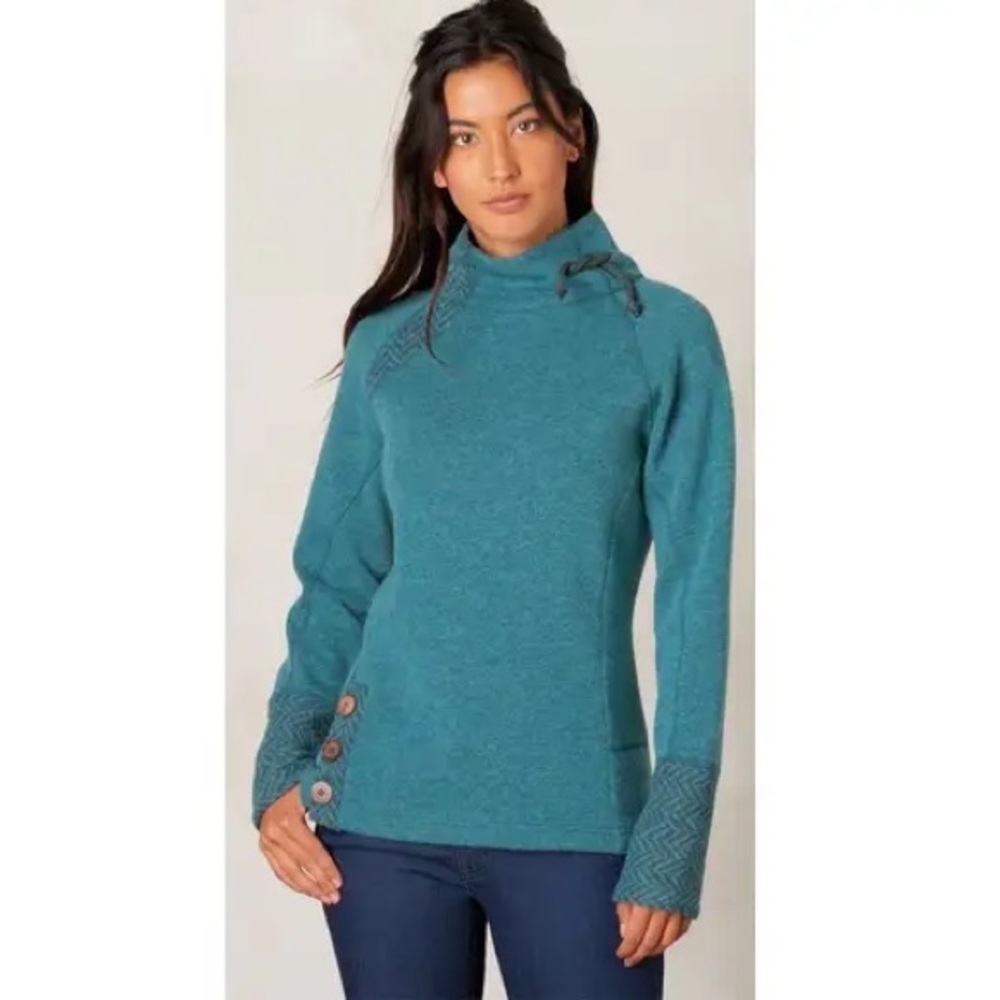 Teal Women's Knit Pullover Sweater with Button Accent
